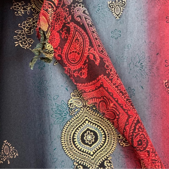 Vintage Sante Classics One Size Multicolor Boho Kaftan Dress Patio Artsy Maxi - Picture 4 of 14